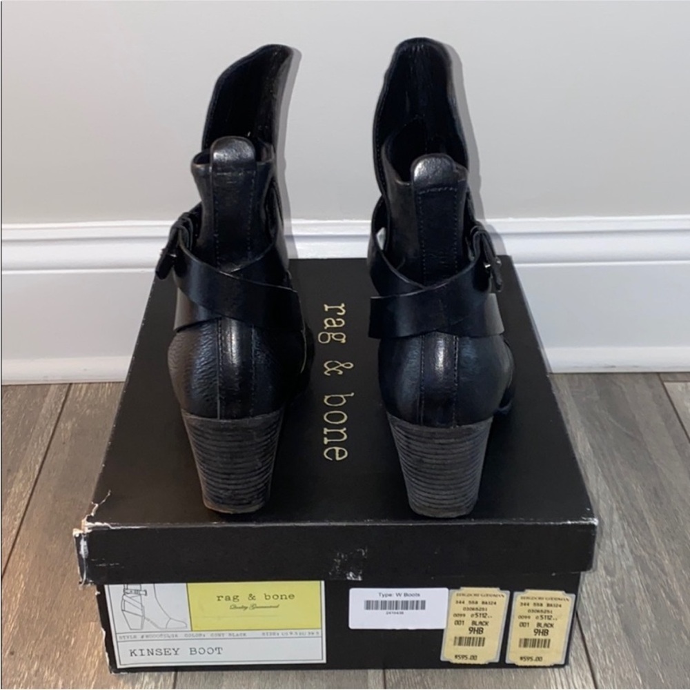 🖤 Rag & Bone 'Kinsey' Black Leather Ankle Boots | Size 9 - Picture 9 of 12